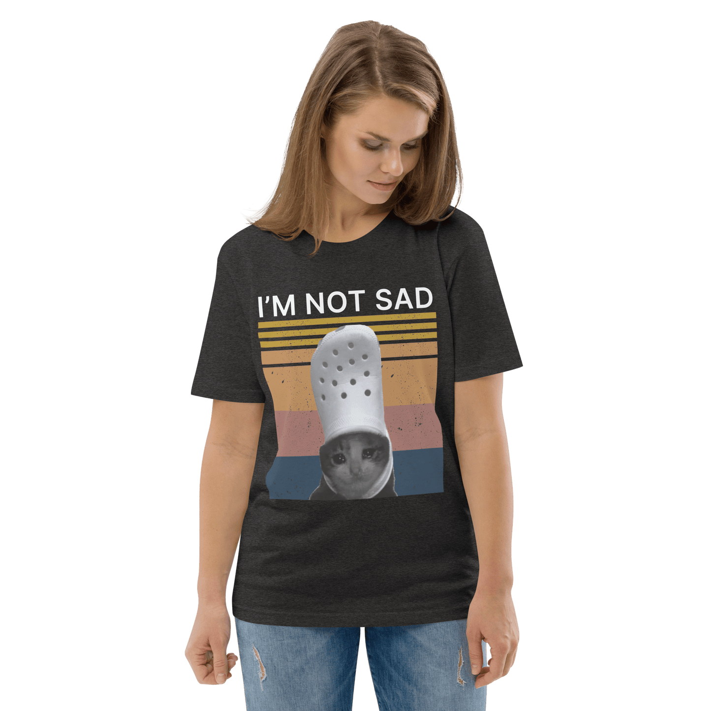 I'm Not Sad Premium Organic T-Shirt Meme - Dark Heather Grey | Shirtposting