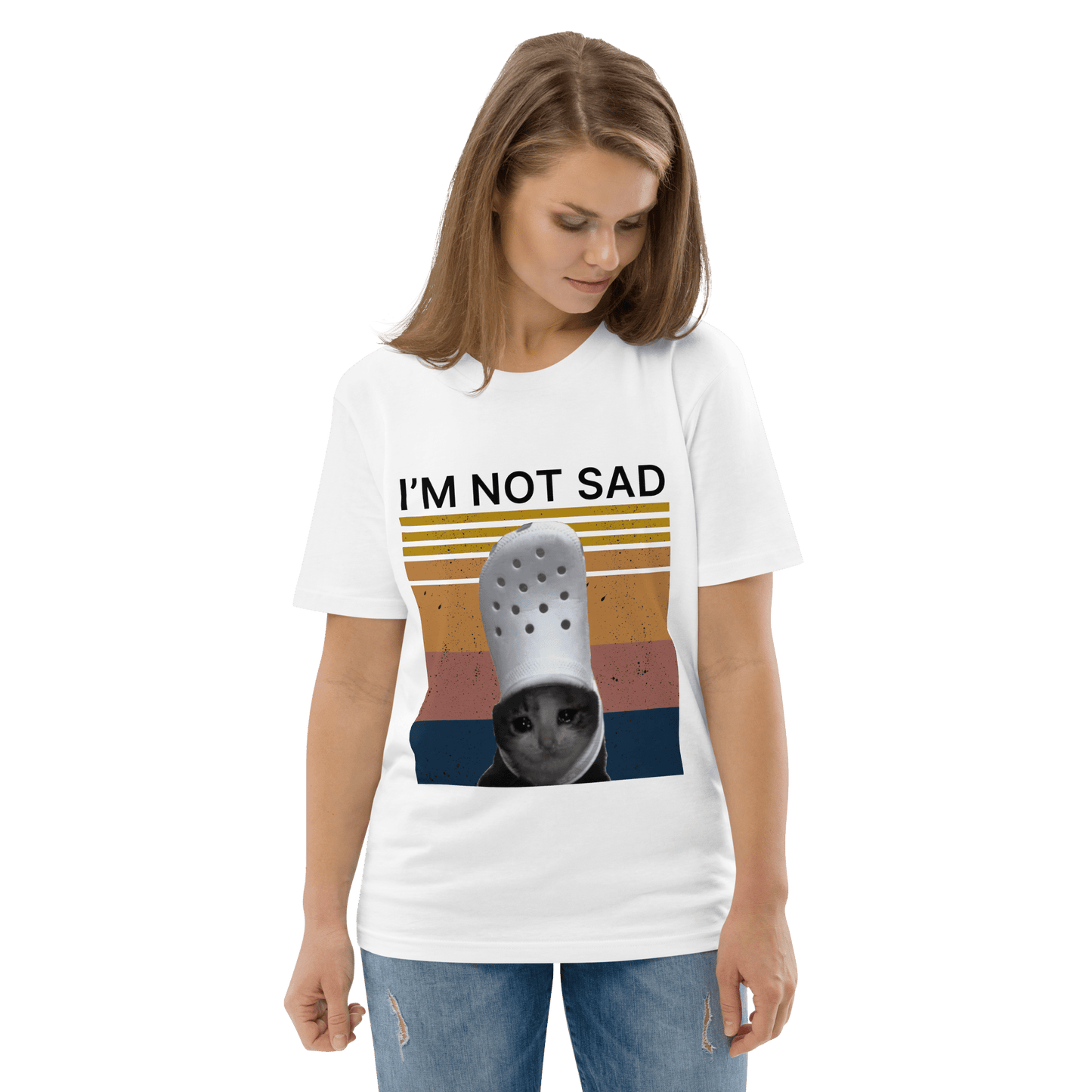 I'm Not Sad Premium Organic T-Shirt Meme - White | Shirtposting