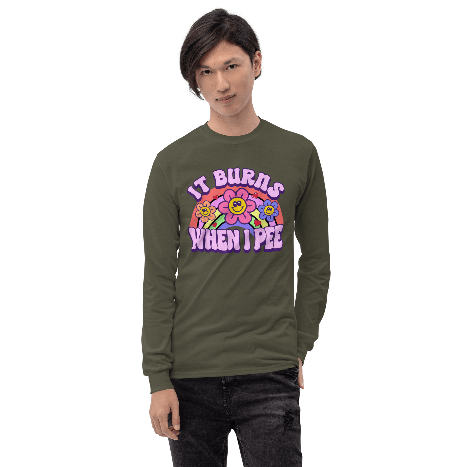 It Burns When I Pee Long Sleeve T-Shirt Meme - Sand | Shirtposting