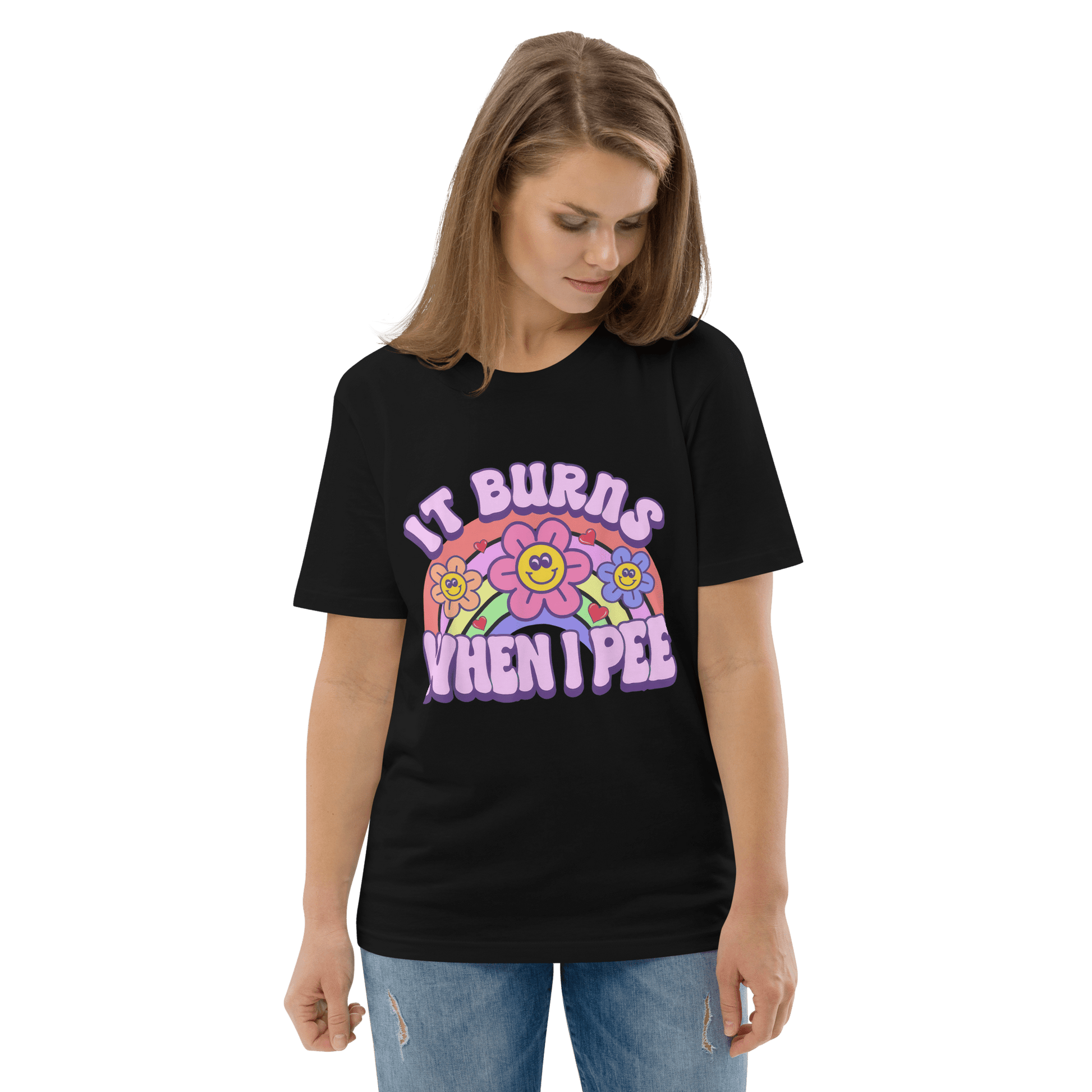 It Burns When I Pee Premium Organic T-Shirt Meme - Cotton Pink | Shirtposting