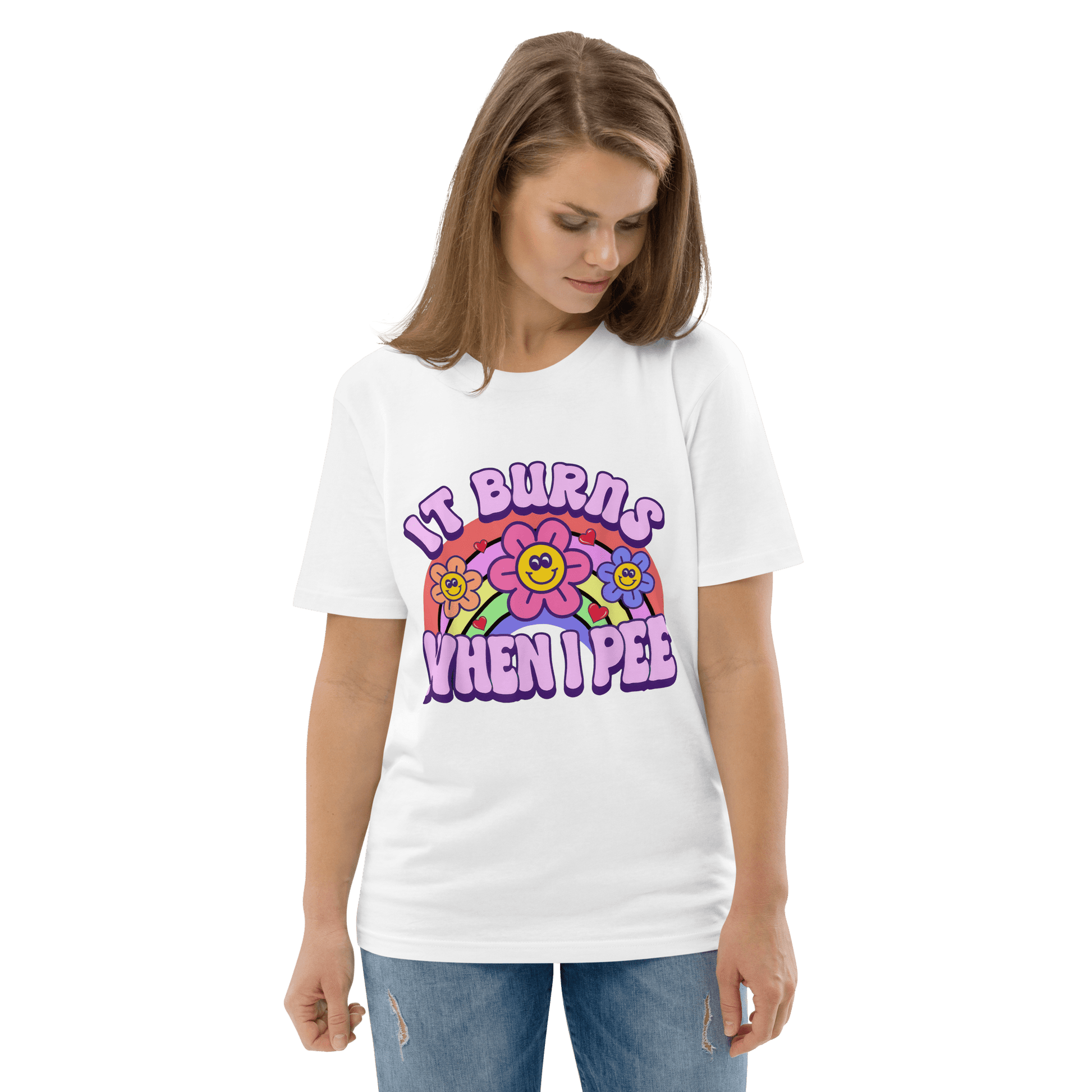 It Burns When I Pee Premium Organic T-Shirt Meme - Cotton Pink | Shirtposting
