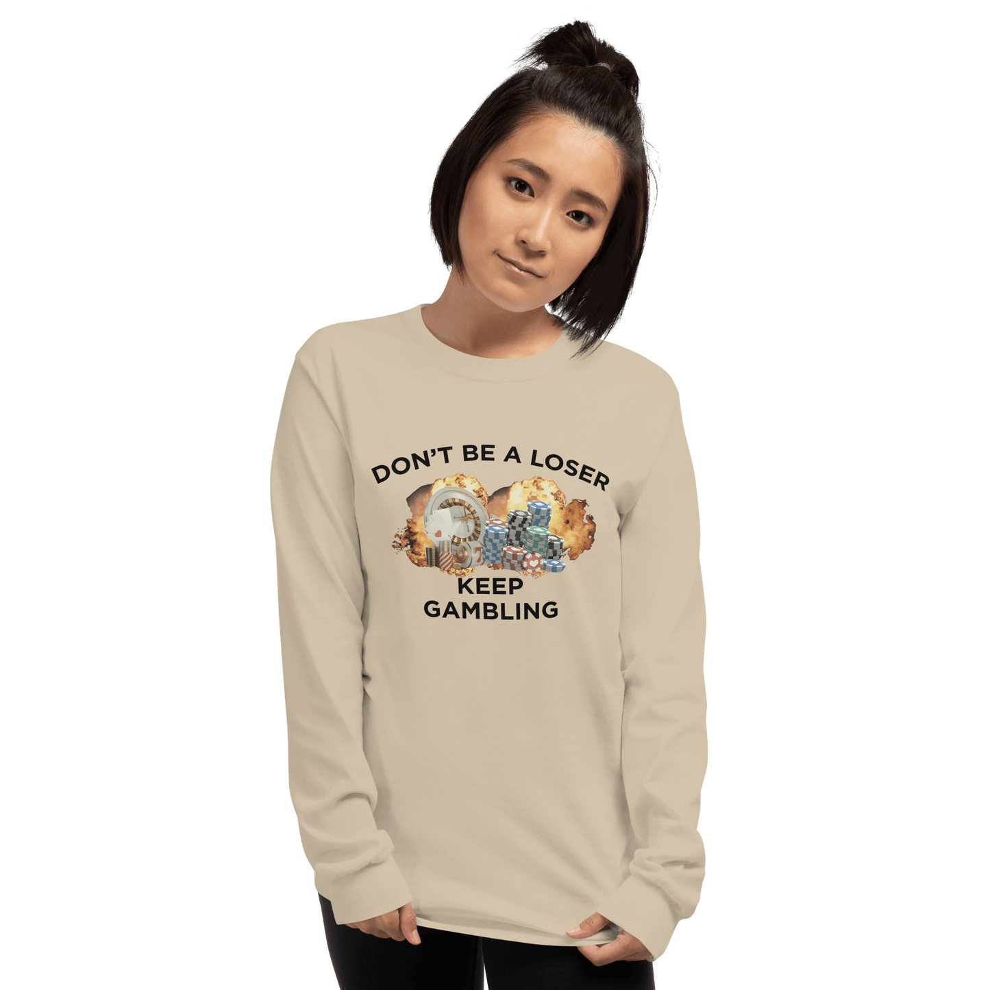 Keep Gambling Long Sleeve T-Shirt Meme - Sand | Shirtposting