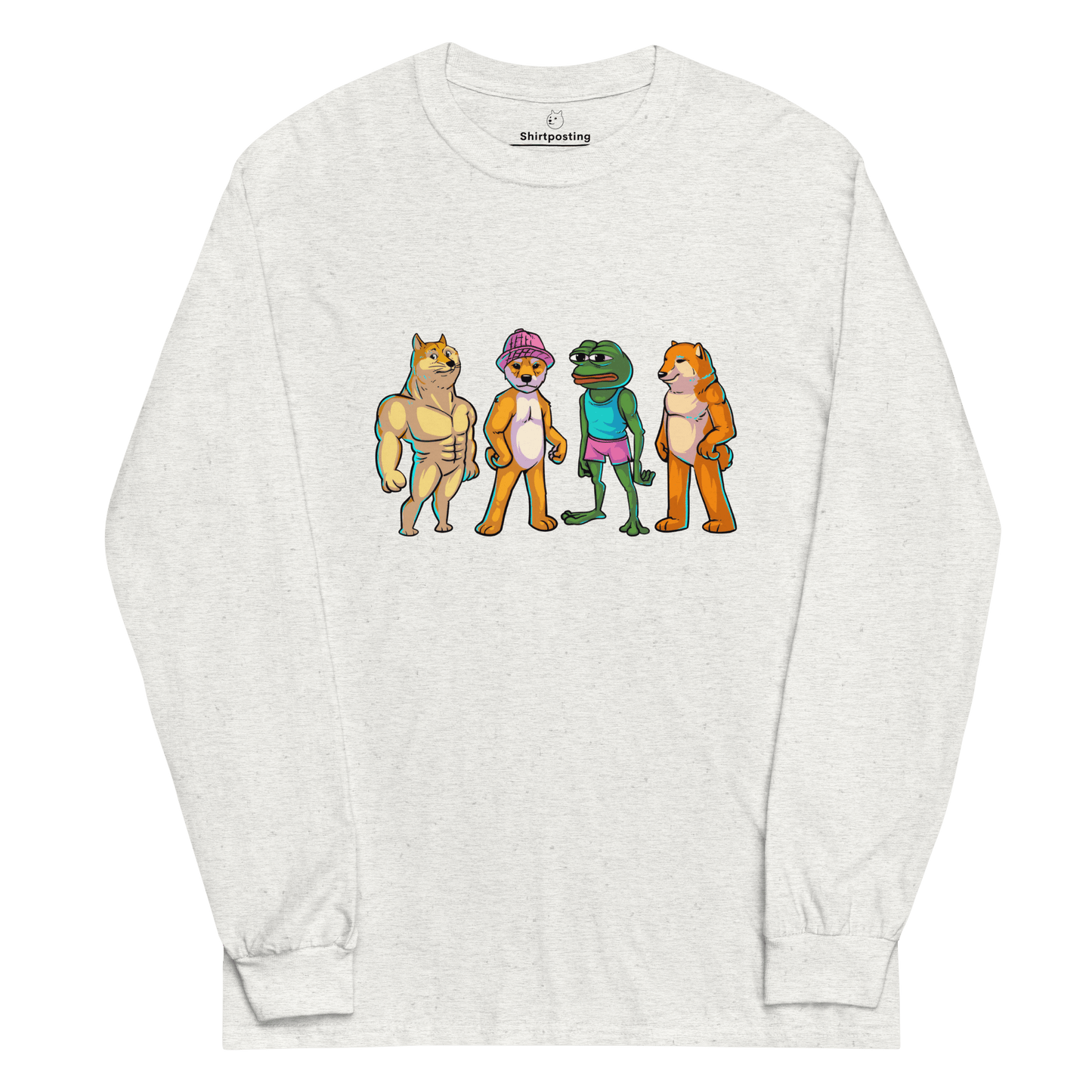 Meme Animal Long Sleeve T-Shirt Meme - Ash | Shirtposting