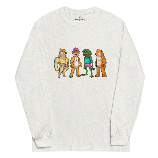 Meme Animal Long Sleeve T-Shirt Meme - Ash | Shirtposting