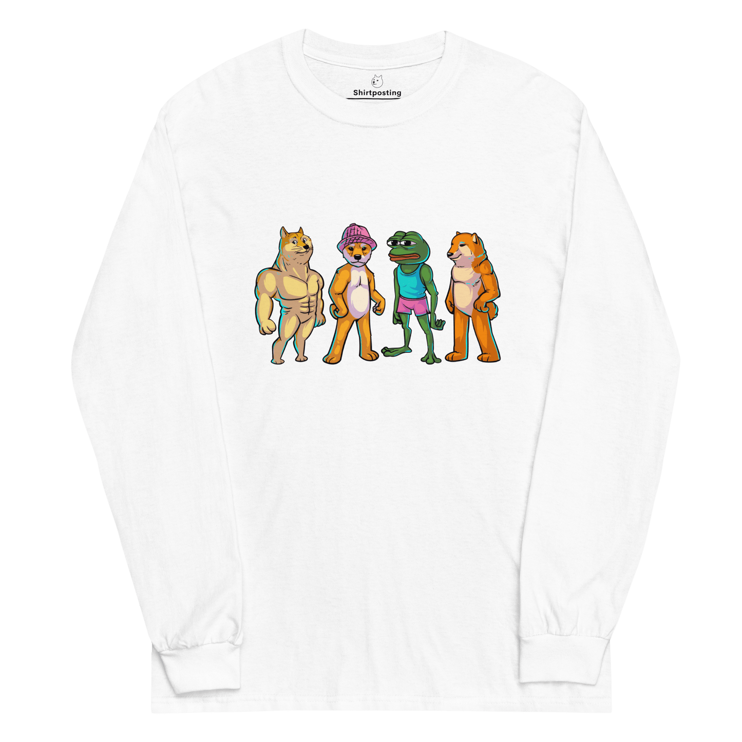 Meme Animal Long Sleeve T-Shirt Meme - White | Shirtposting