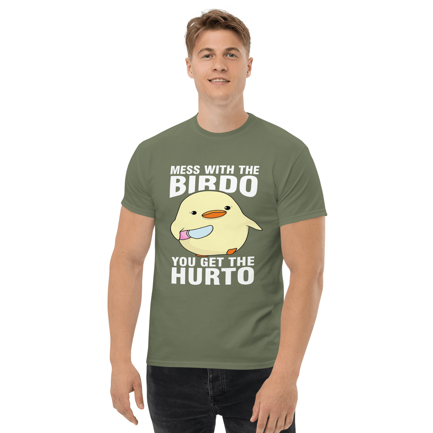 Mess With The Birdo Classic T-Shirt Meme - Military Green | Shirtposting