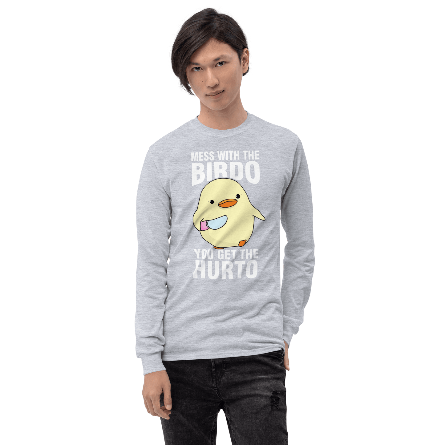 Mess With The Birdo Long Sleeve T-Shirt Meme - Sport Grey | Shirtposting
