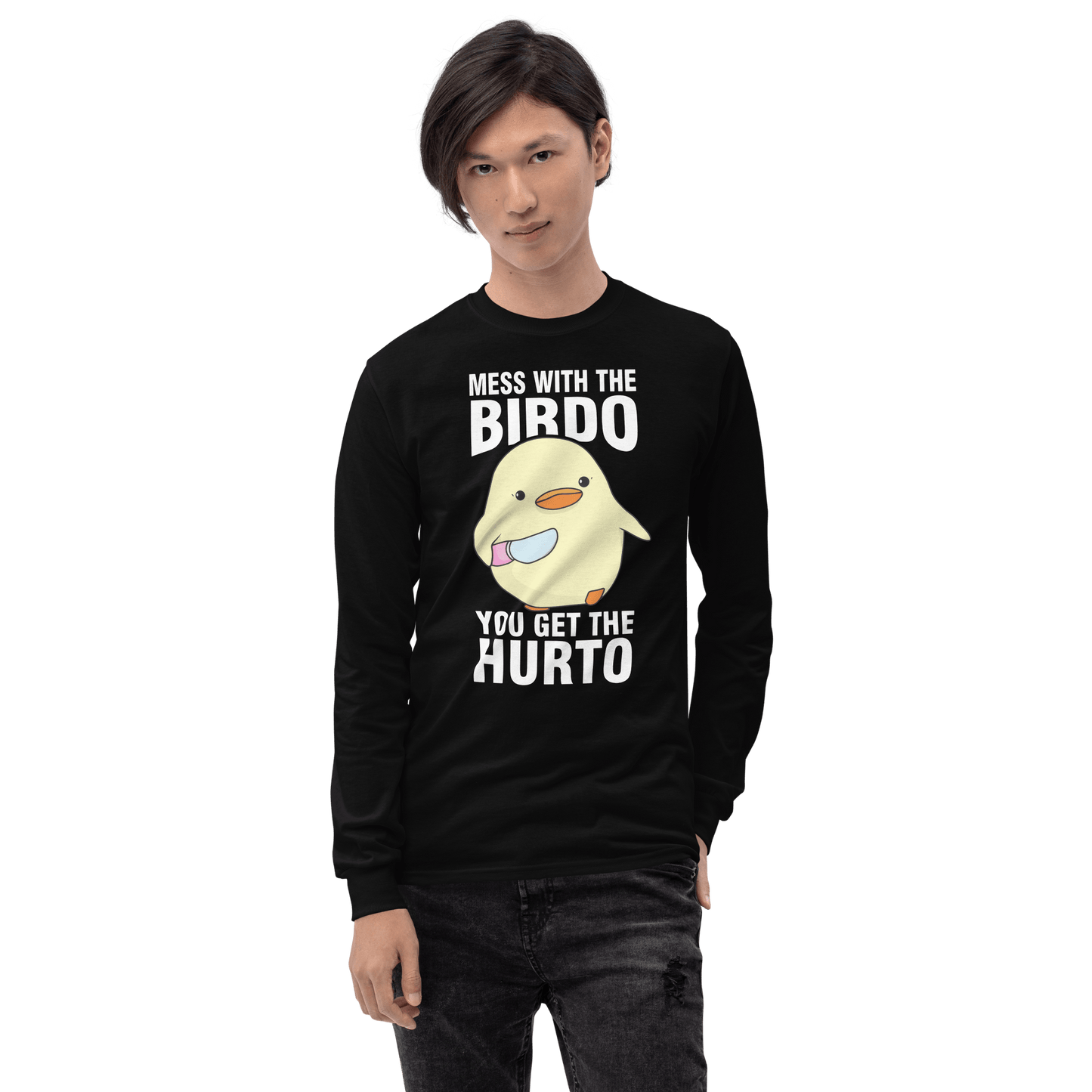 Mess With The Birdo Long Sleeve T-Shirt Meme - Sport Grey | Shirtposting