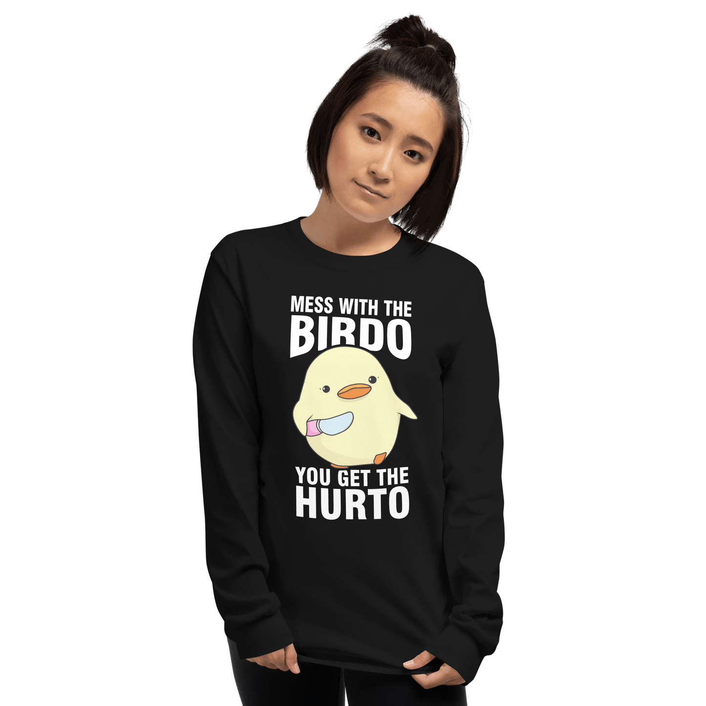 Mess With The Birdo Long Sleeve T-Shirt Meme - Sport Grey | Shirtposting
