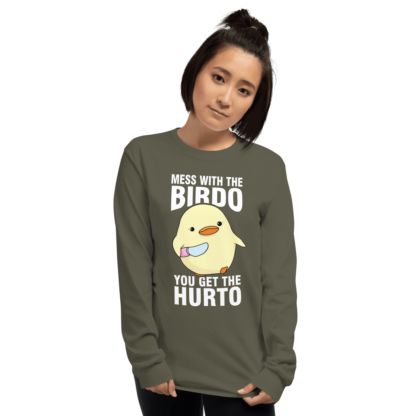 Mess With The Birdo Long Sleeve T-Shirt Meme - Sport Grey | Shirtposting