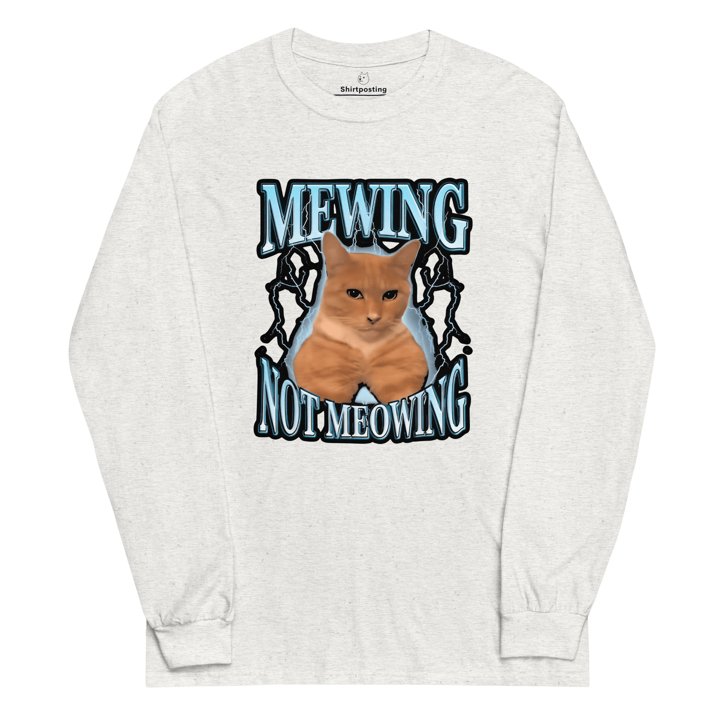 Mewing Long Sleeve T-Shirt Meme - Ash | Shirtposting