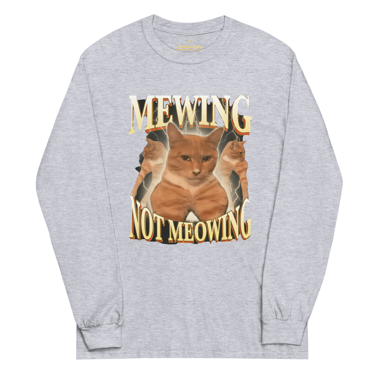 Mewing Long Sleeve T-Shirt Meme - Sport Grey | Shirtposting
