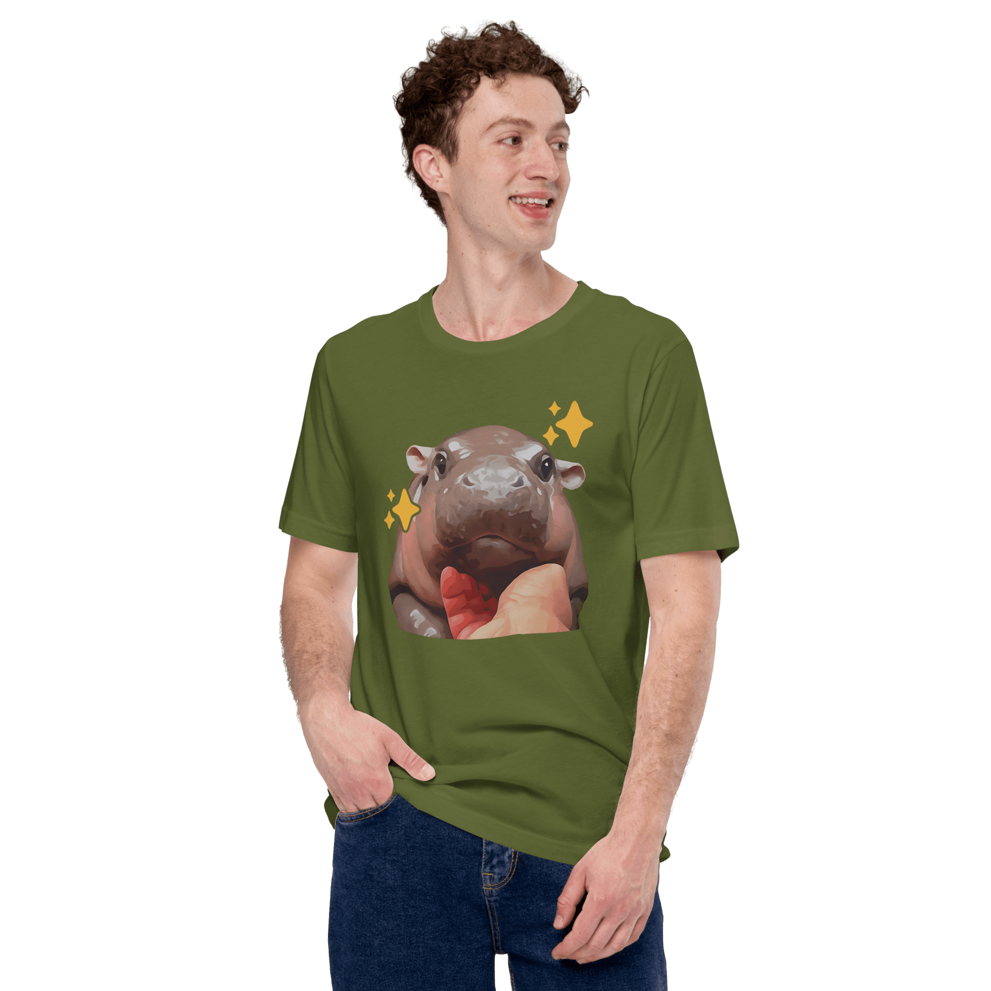 Moo Deng Classic T-Shirt Meme - Military Green | Shirtposting