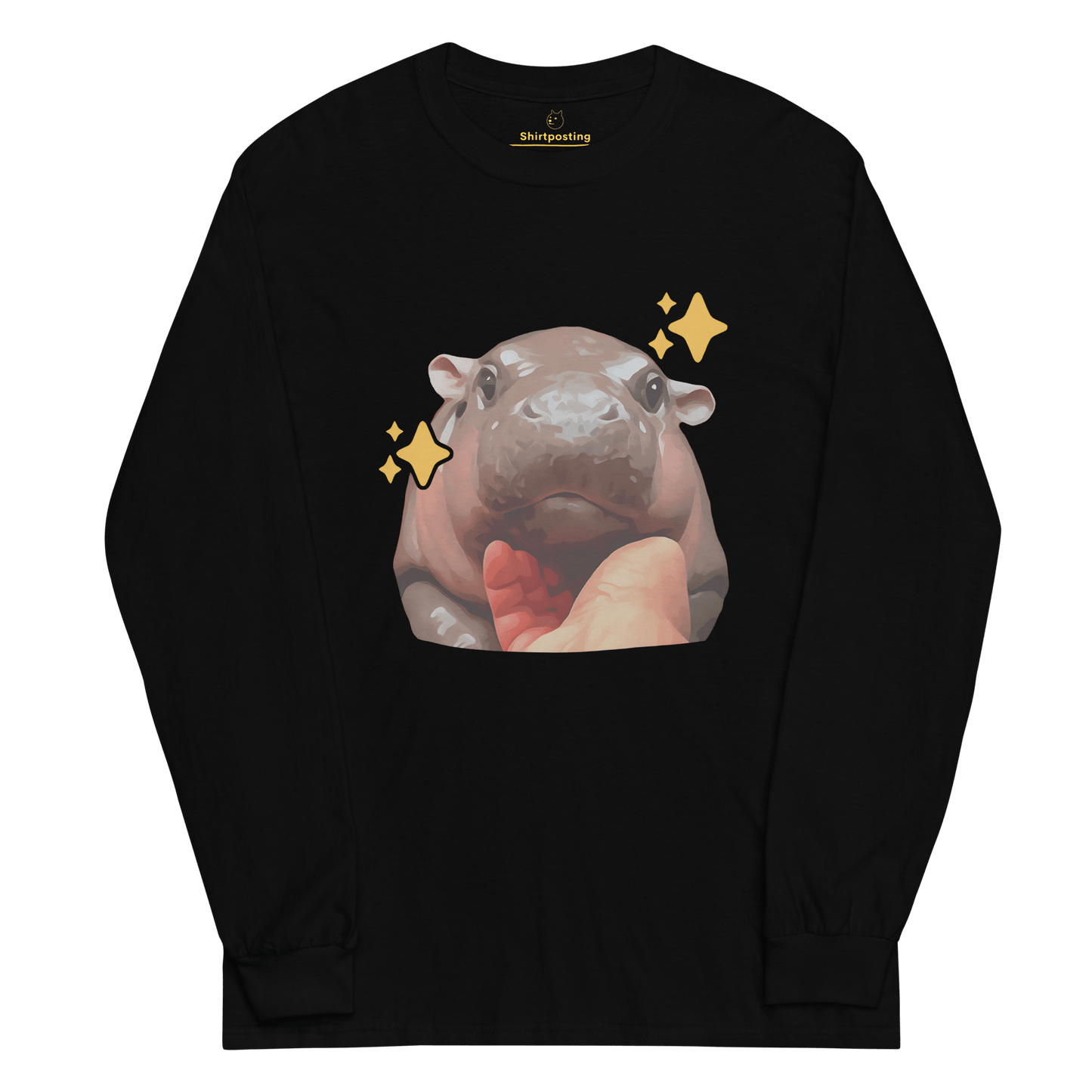 Moo Deng Long Sleeve T-Shirt Meme - Black | Shirtposting