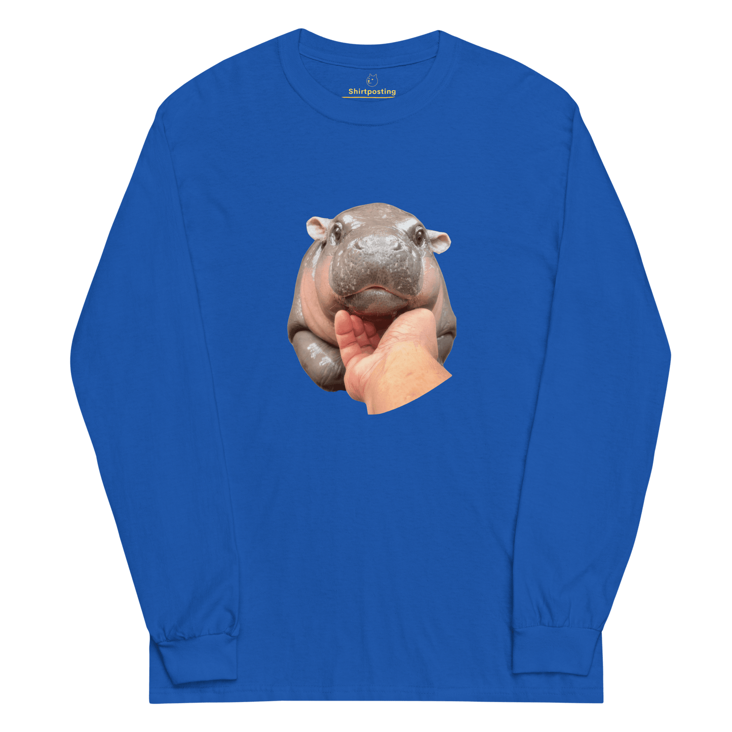 Moo Deng Long Sleeve T-Shirt Meme - Royal | Shirtposting