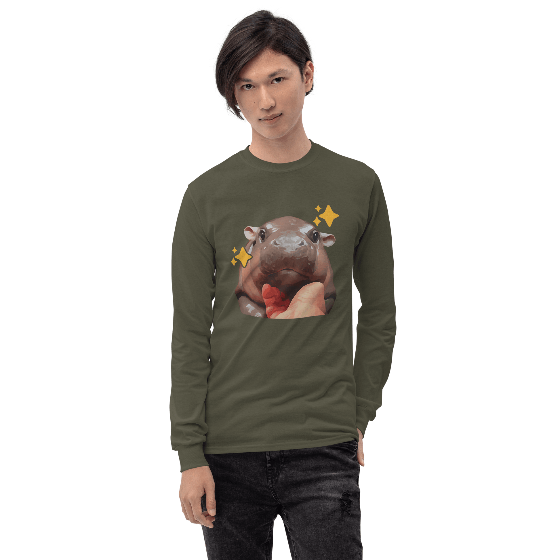 Moo Deng Long Sleeve T-Shirt Meme - Royal | Shirtposting
