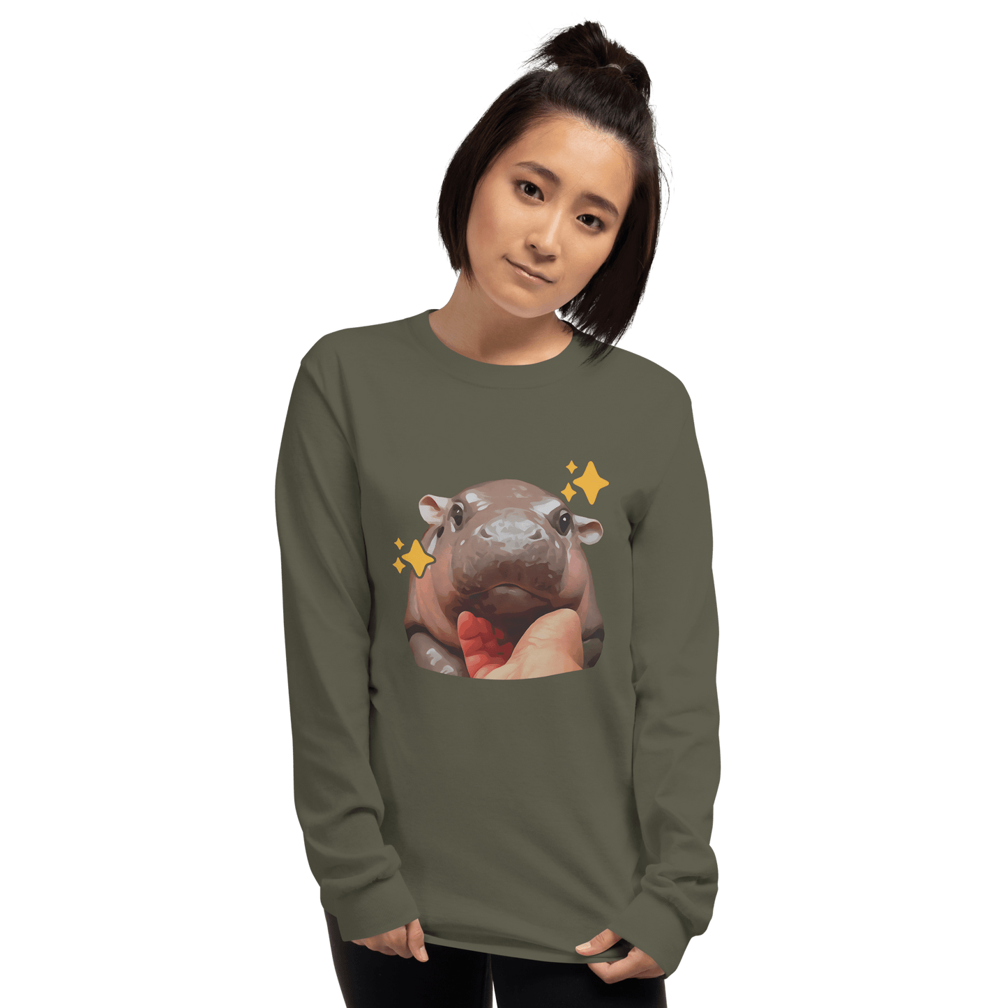 Moo Deng Long Sleeve T-Shirt Meme - Royal | Shirtposting
