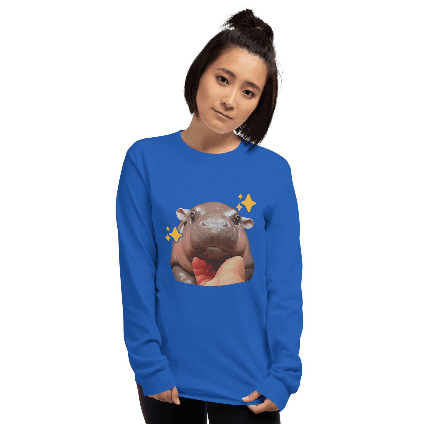 Moo Deng Long Sleeve T-Shirt Meme - Royal | Shirtposting