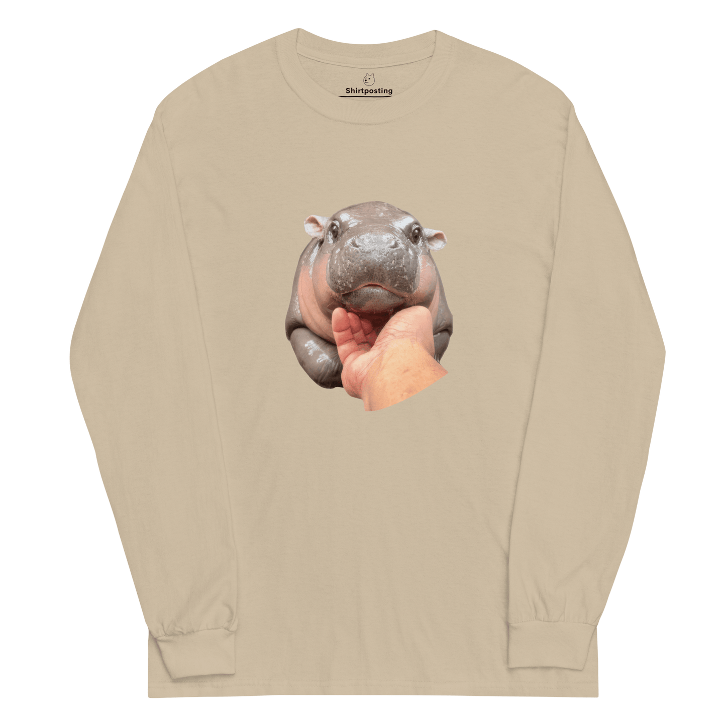 Moo Deng Long Sleeve T-Shirt Meme - Sand | Shirtposting