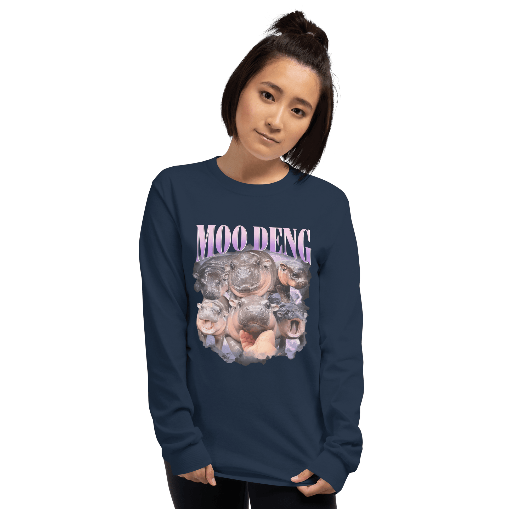 Moo Deng Long Sleeve T-Shirt Meme - Sand | Shirtposting