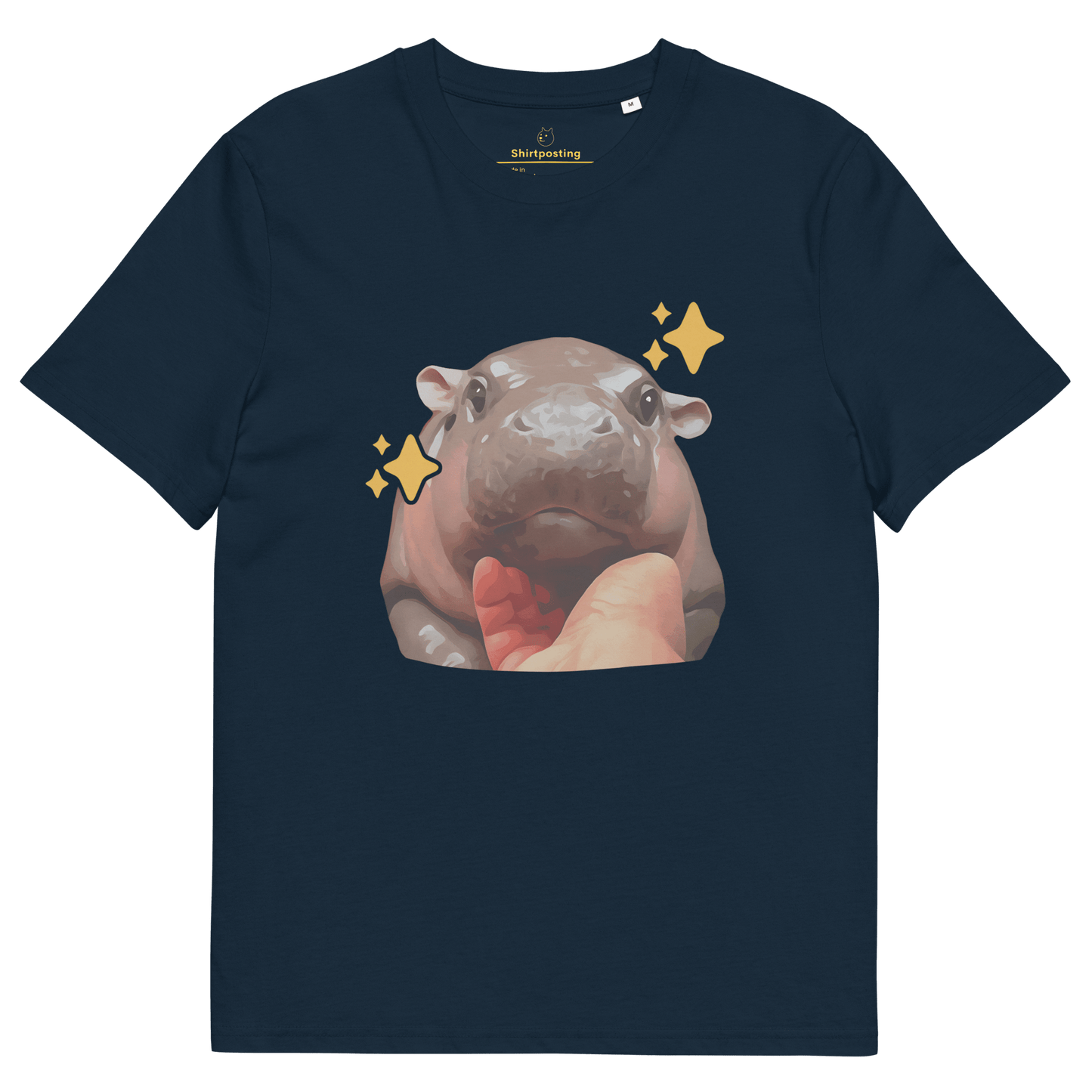 Moo Deng Premium Organic T-Shirt Meme - French Navy | Shirtposting