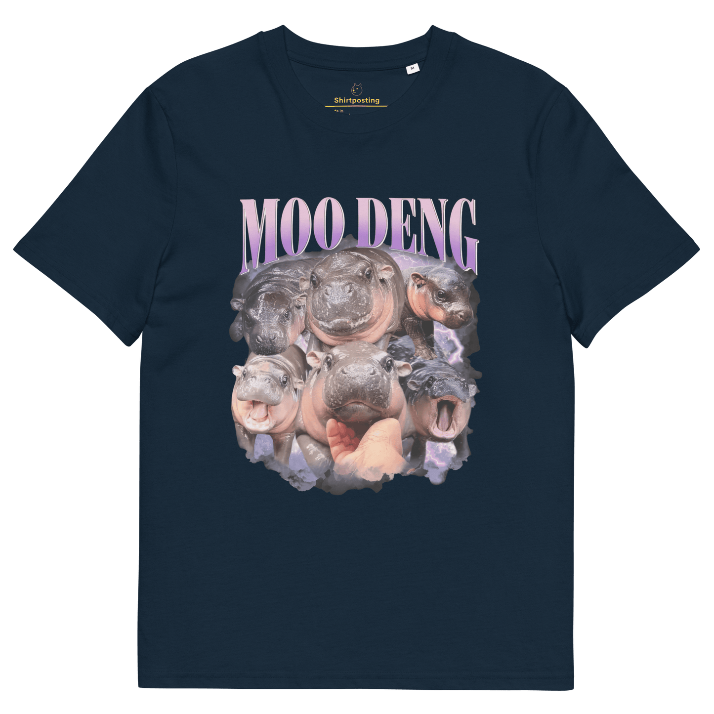 Moo Deng Premium Organic T-Shirt Meme - French Navy | Shirtposting