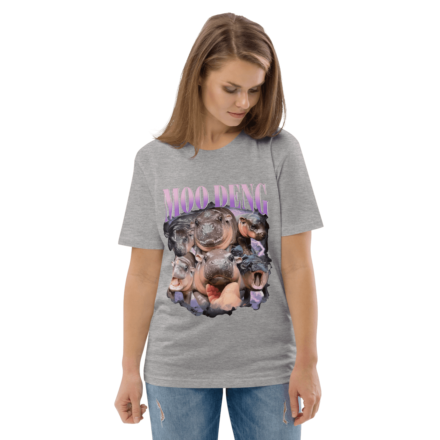 Moo Deng Premium Organic T-Shirt Meme - Lavender | Shirtposting