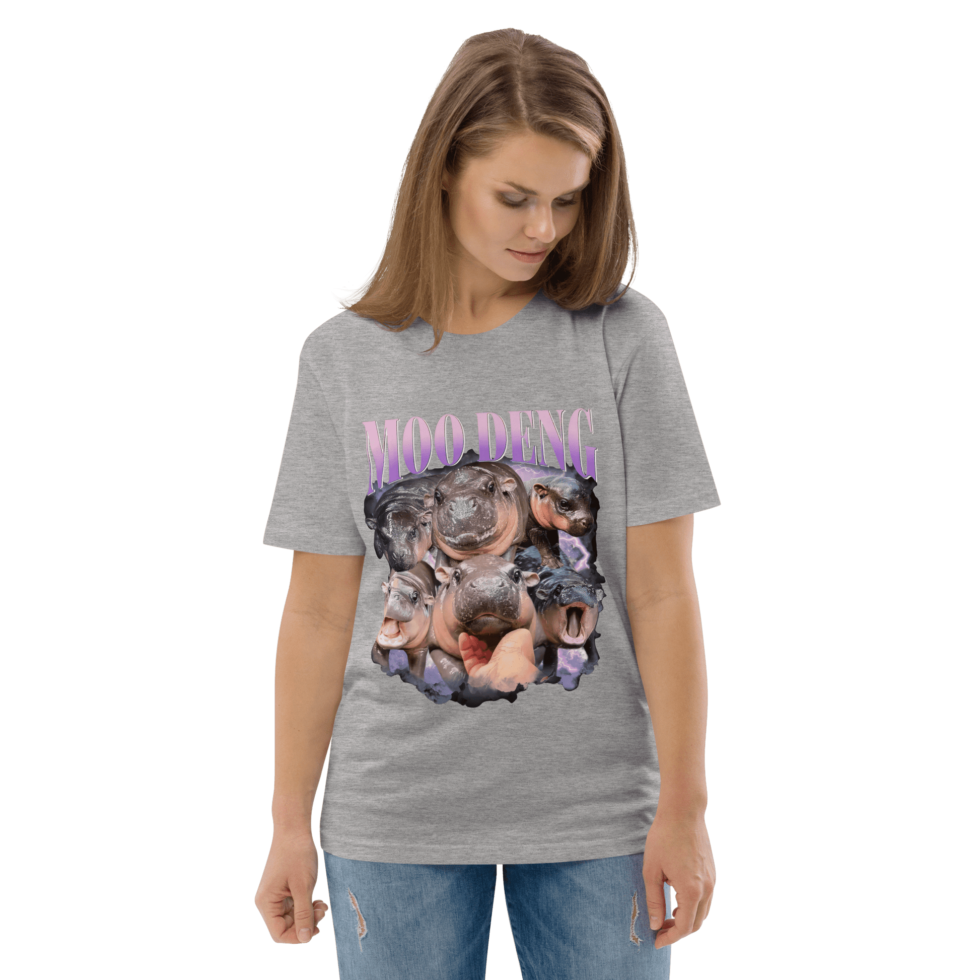 Moo Deng Premium Organic T-Shirt Meme - Lavender | Shirtposting