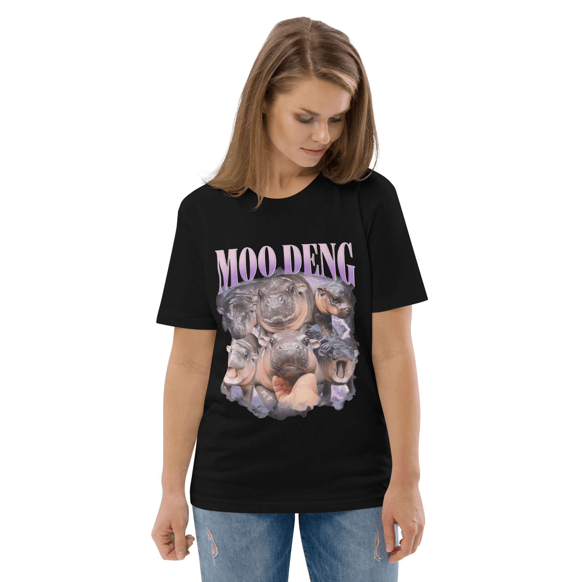 Moo Deng Premium Organic T-Shirt Meme - Lavender | Shirtposting