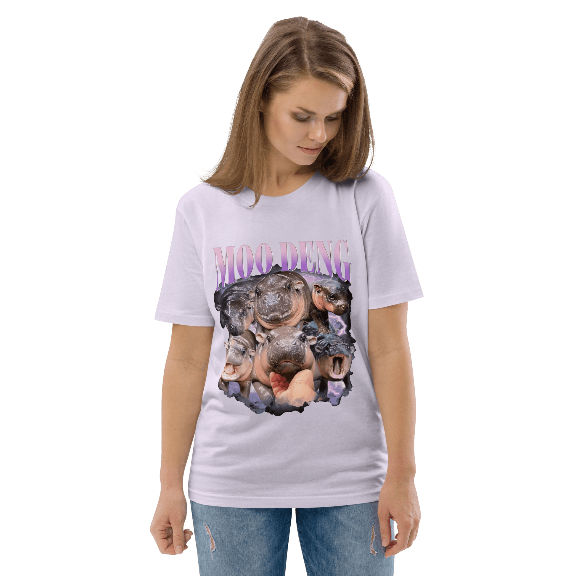 Moo Deng Premium Organic T-Shirt Meme - Lavender | Shirtposting