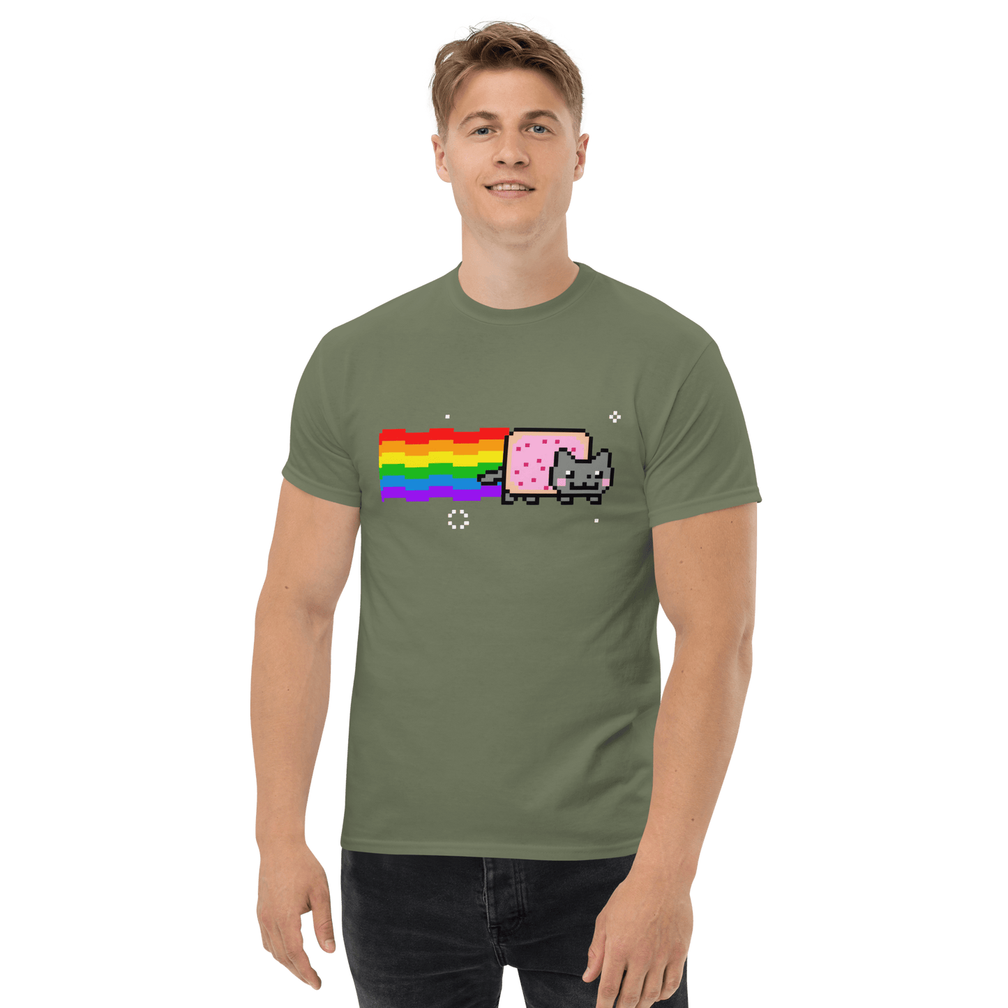 Nyan Cat Classic T-Shirt Meme - Military Green | Shirtposting