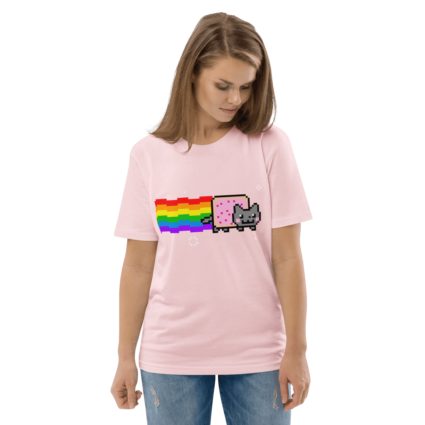 Nyan Cat Premium Organic T-Shirt Meme - Cotton Pink | Shirtposting