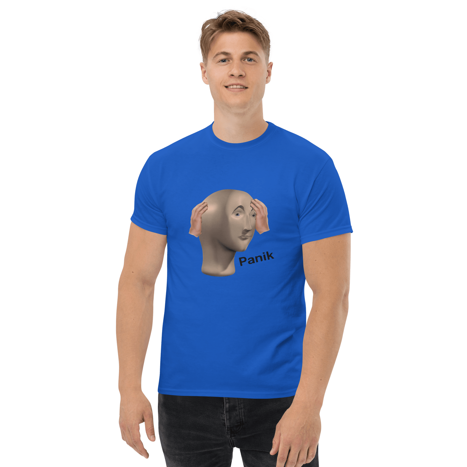 Panik Classic T-Shirt Meme - Royal | Shirtposting