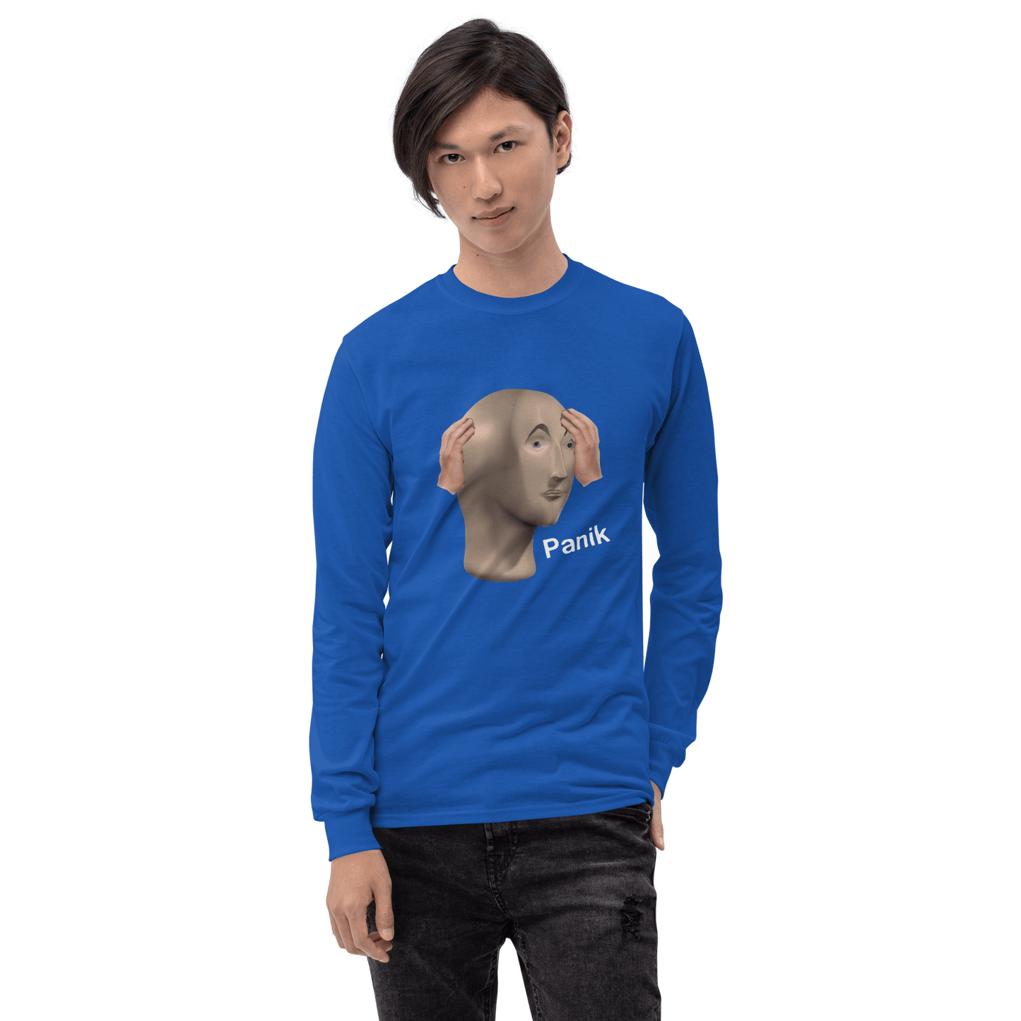 Panik Long Sleeve T-Shirt Meme - Royal | Shirtposting