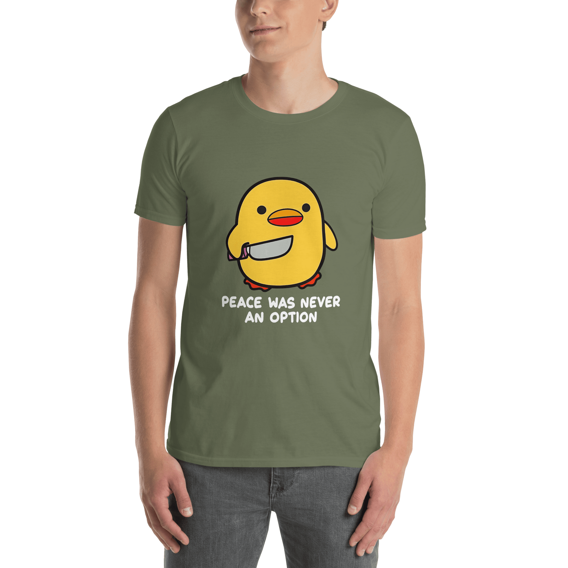 Peace Was Never An Option Classic T-Shirt Meme - Dark Heather Grey | Shirtposting