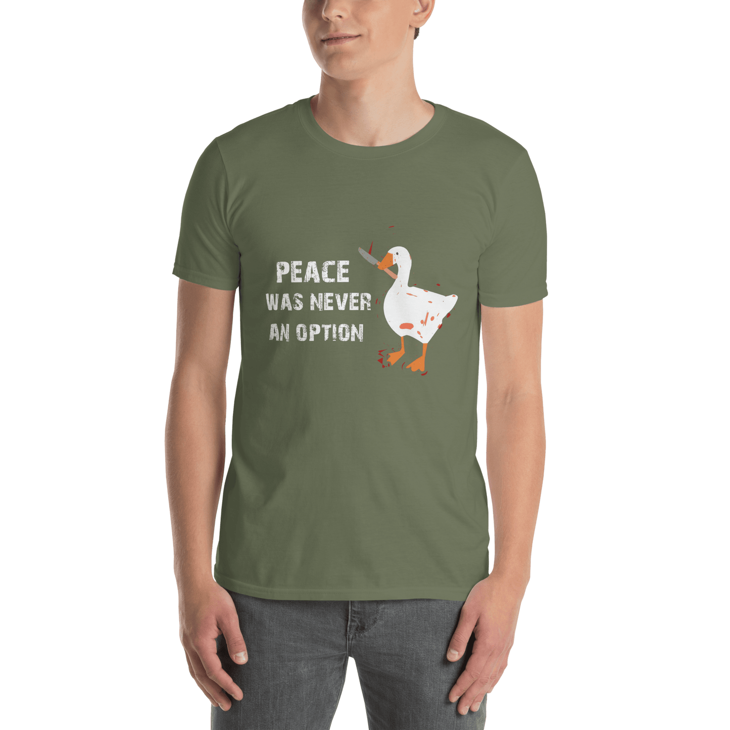 Peace Was Never An Option Classic T-Shirt Meme - Dark Heather Grey | Shirtposting