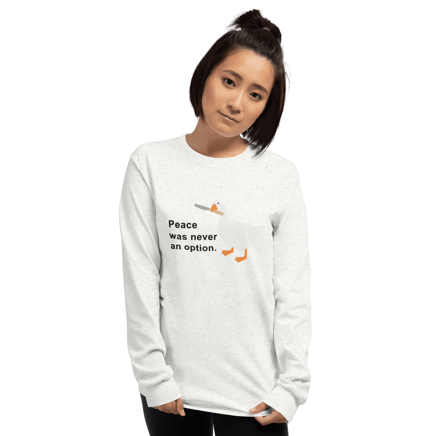 Peace Was Never An Option Long Sleeve T-Shirt Meme - Sport Grey | Shirtposting