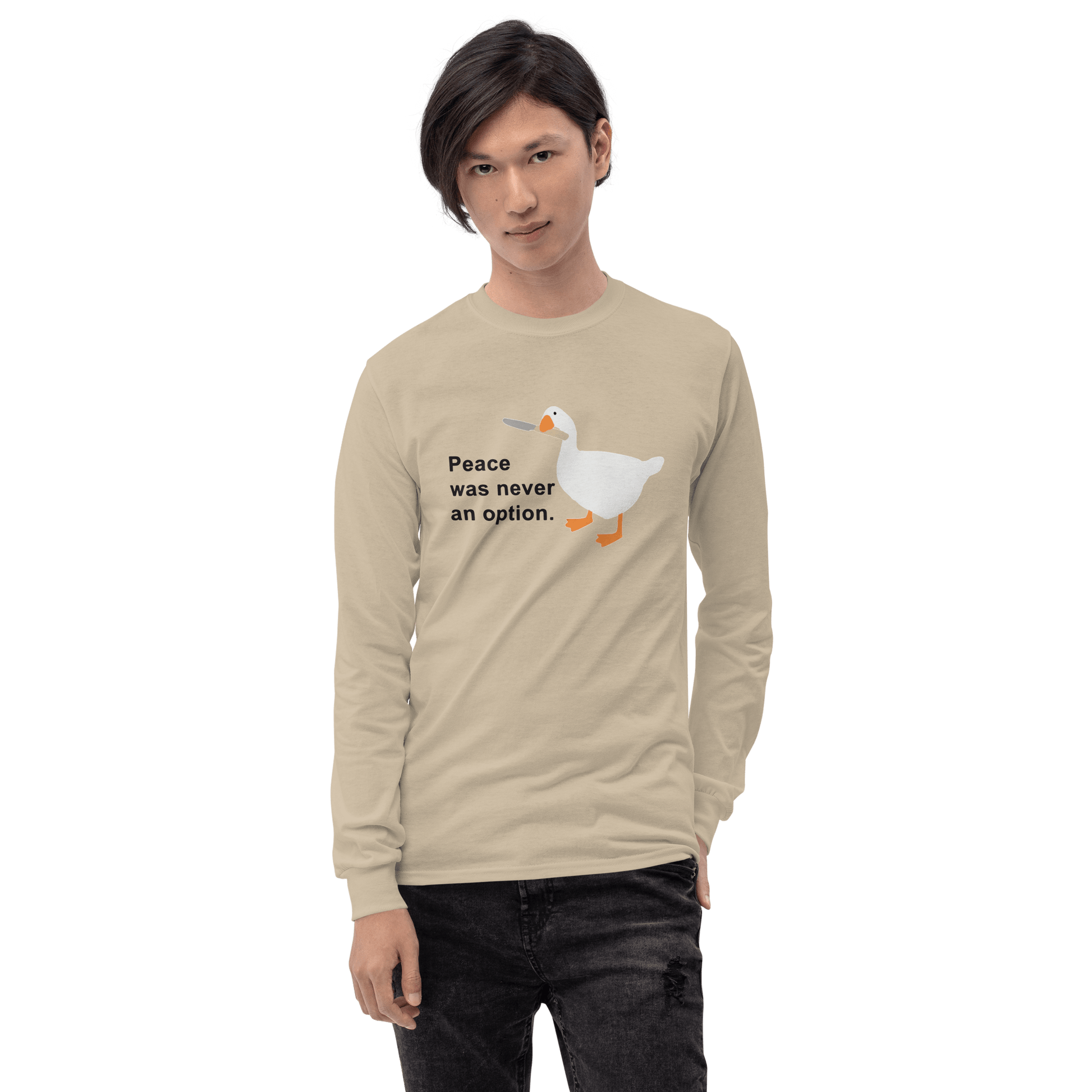 Peace Was Never An Option Long Sleeve T-Shirt Meme - Sport Grey | Shirtposting