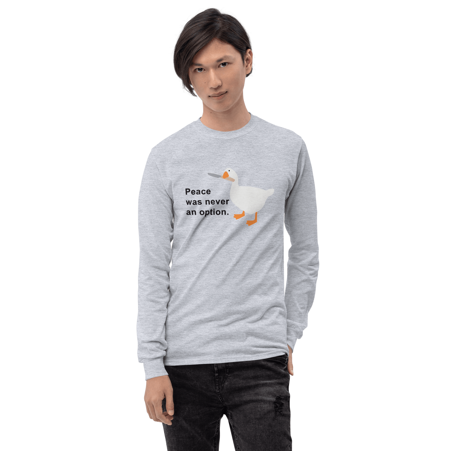 Peace Was Never An Option Long Sleeve T-Shirt Meme - Sport Grey | Shirtposting