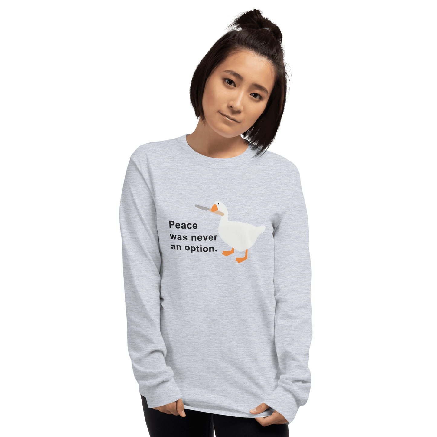 Peace Was Never An Option Long Sleeve T-Shirt Meme - Sport Grey | Shirtposting