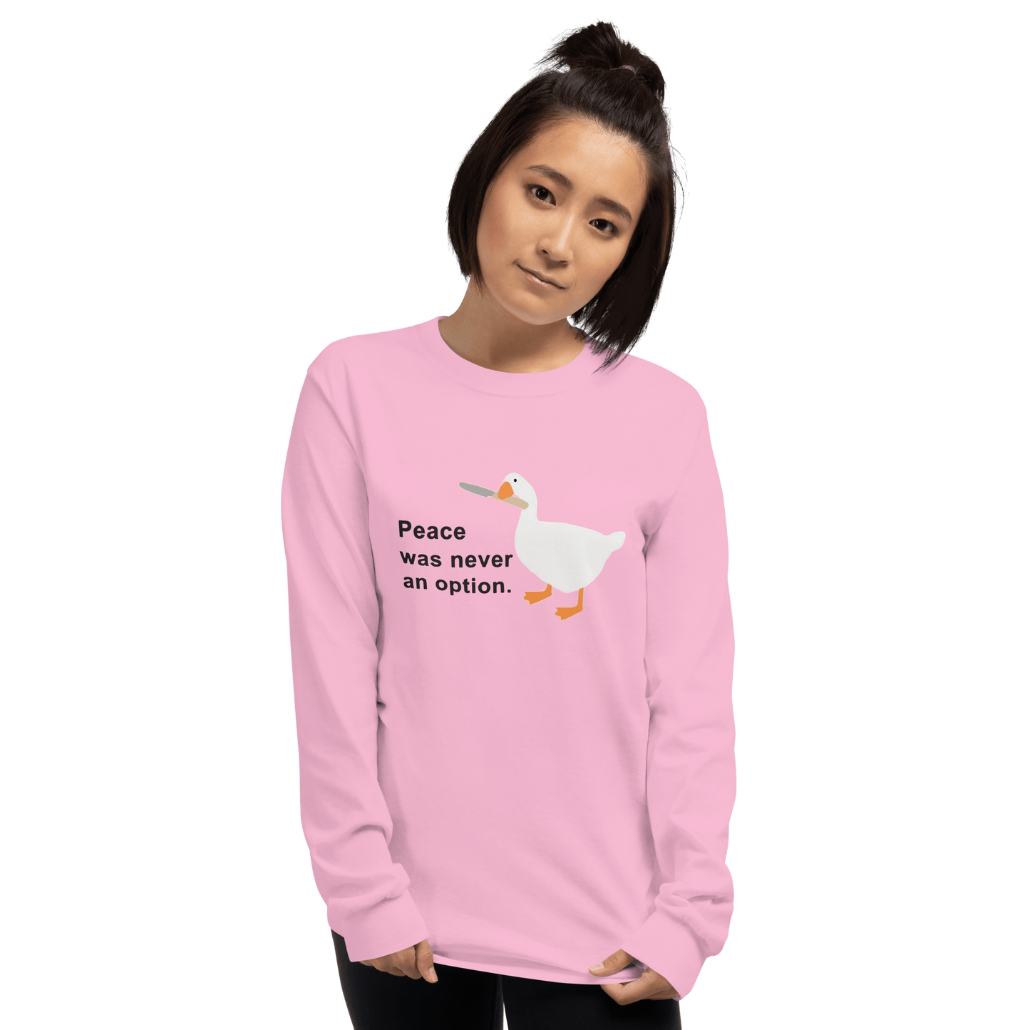 Peace Was Never An Option Long Sleeve T-Shirt Meme - Sport Grey | Shirtposting