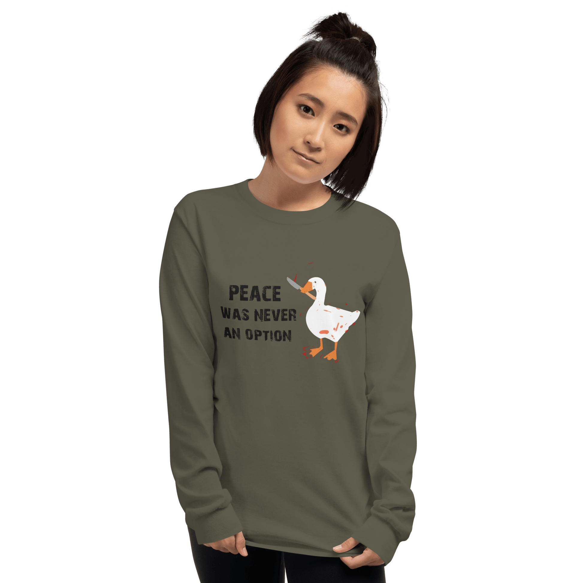 Peace Was Never An Option Long Sleeve T-Shirt Meme - White | Shirtposting