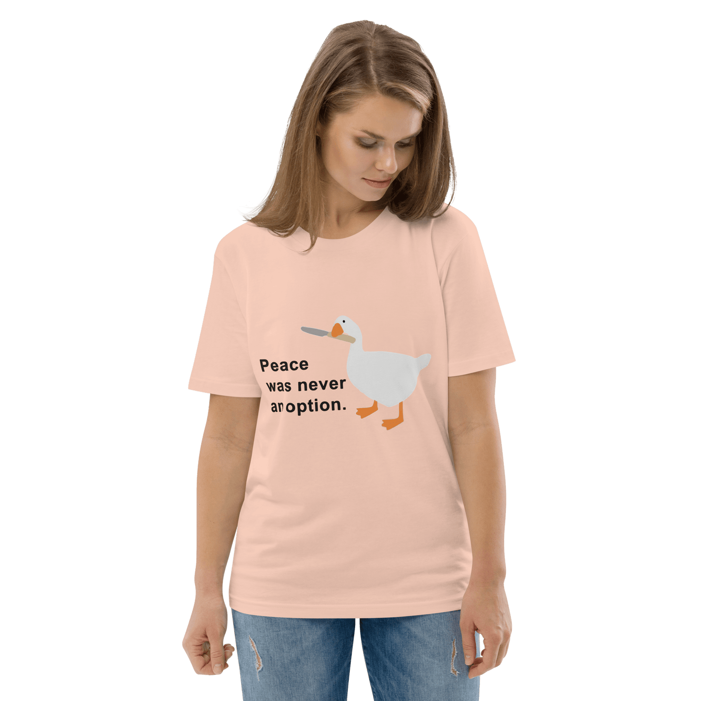 Peace Was Never An Option Premium Organic T-Shirt Meme - Cotton Pink | Shirtposting
