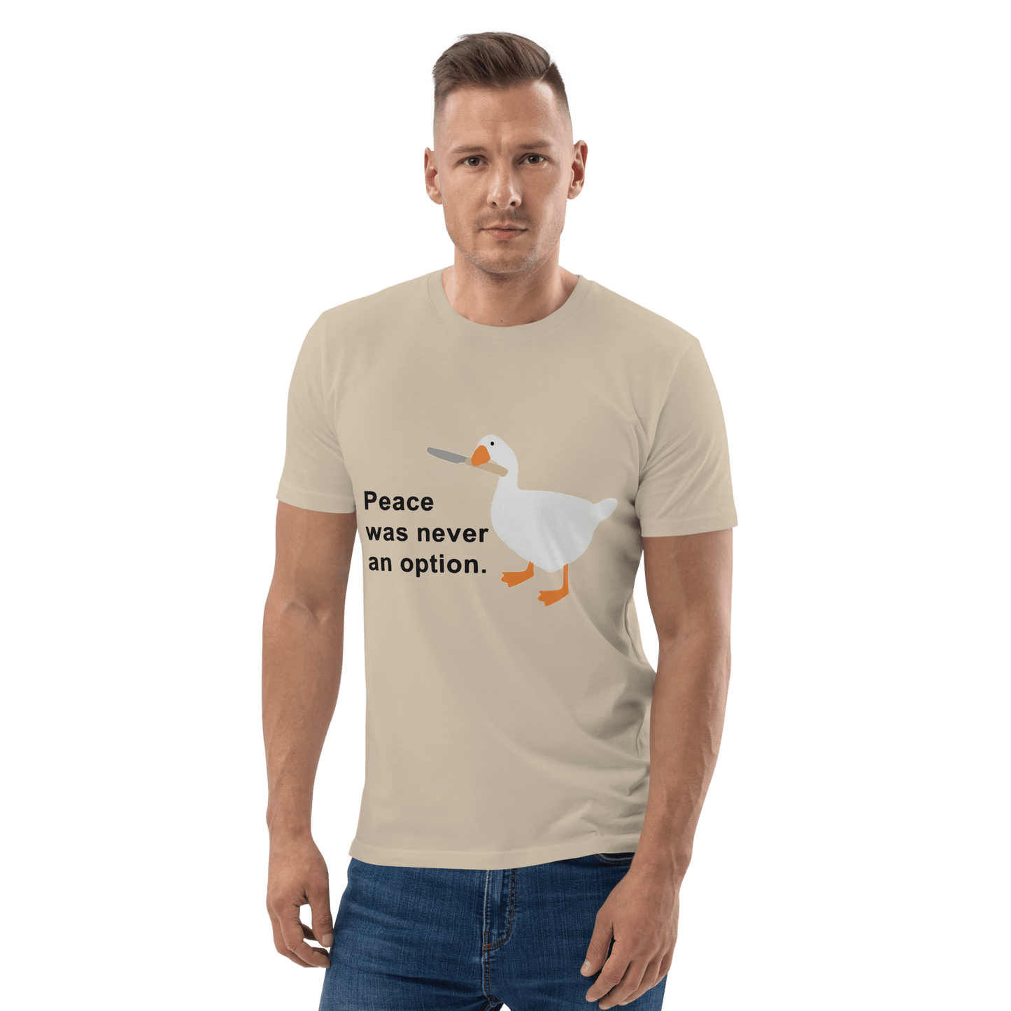 Peace Was Never An Option Premium Organic T-Shirt Meme - Cotton Pink | Shirtposting