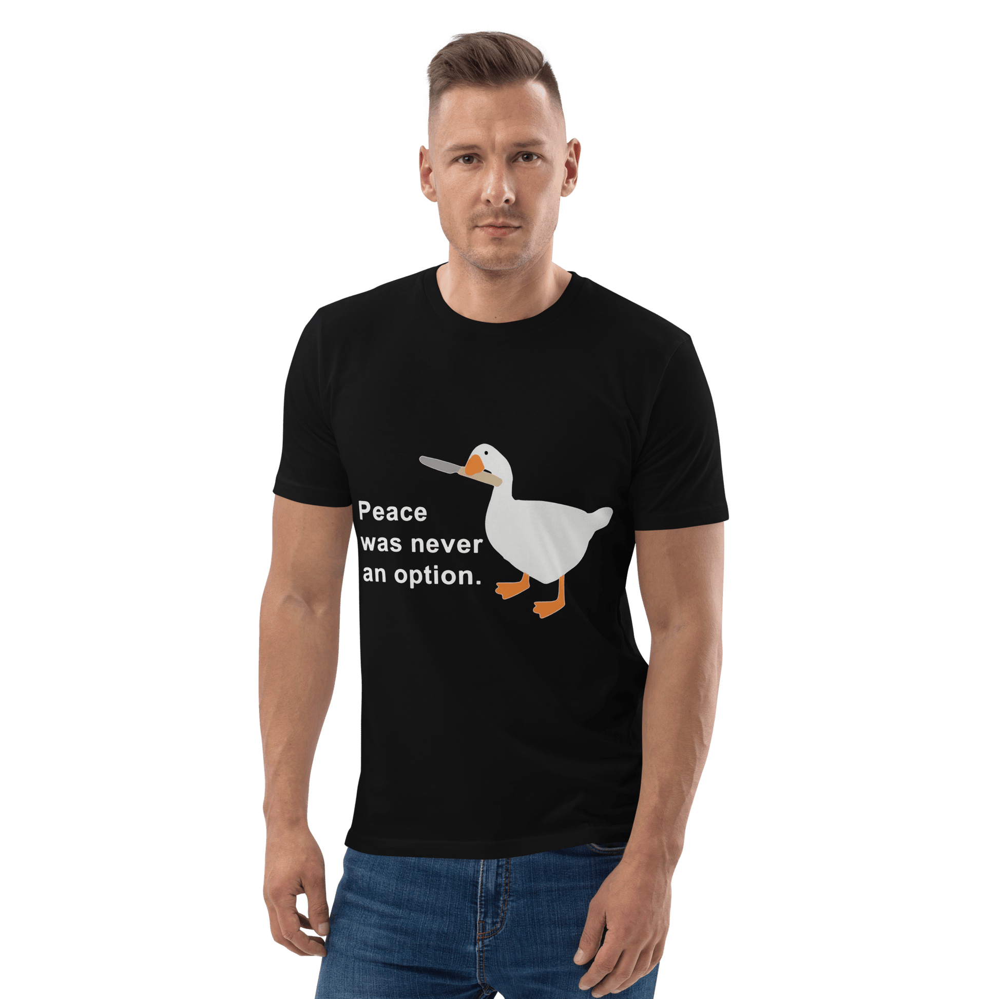 Peace Was Never An Option Premium Organic T-Shirt Meme - Cotton Pink | Shirtposting