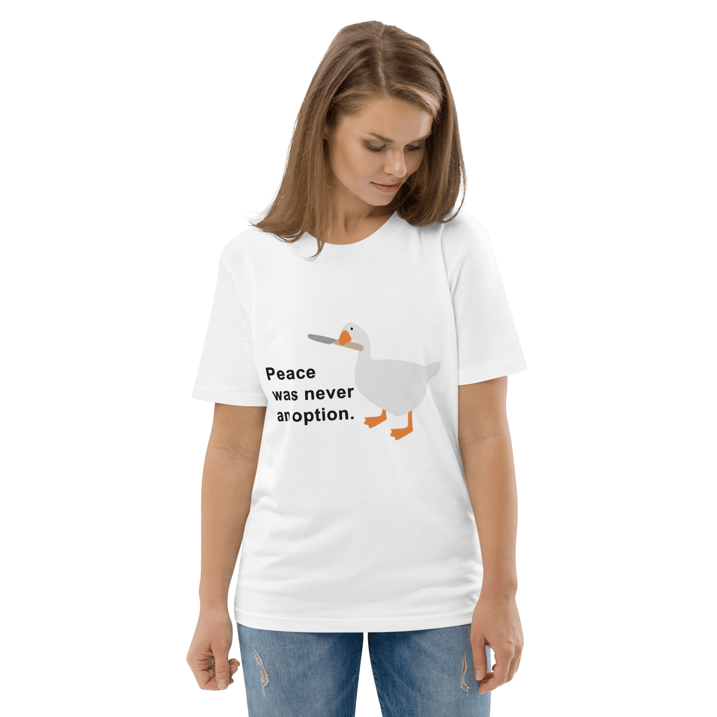 Peace Was Never An Option Premium Organic T-Shirt Meme - Cotton Pink | Shirtposting