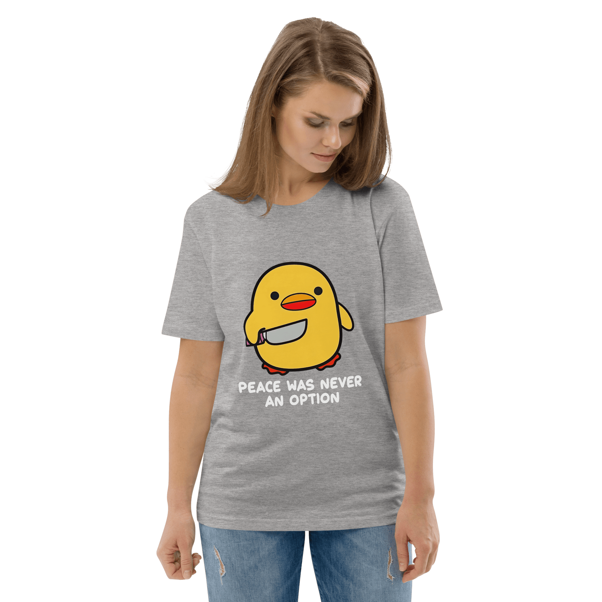 Peace Was Never An Option Premium Organic T-Shirt Meme - Dark Heather Grey | Shirtposting