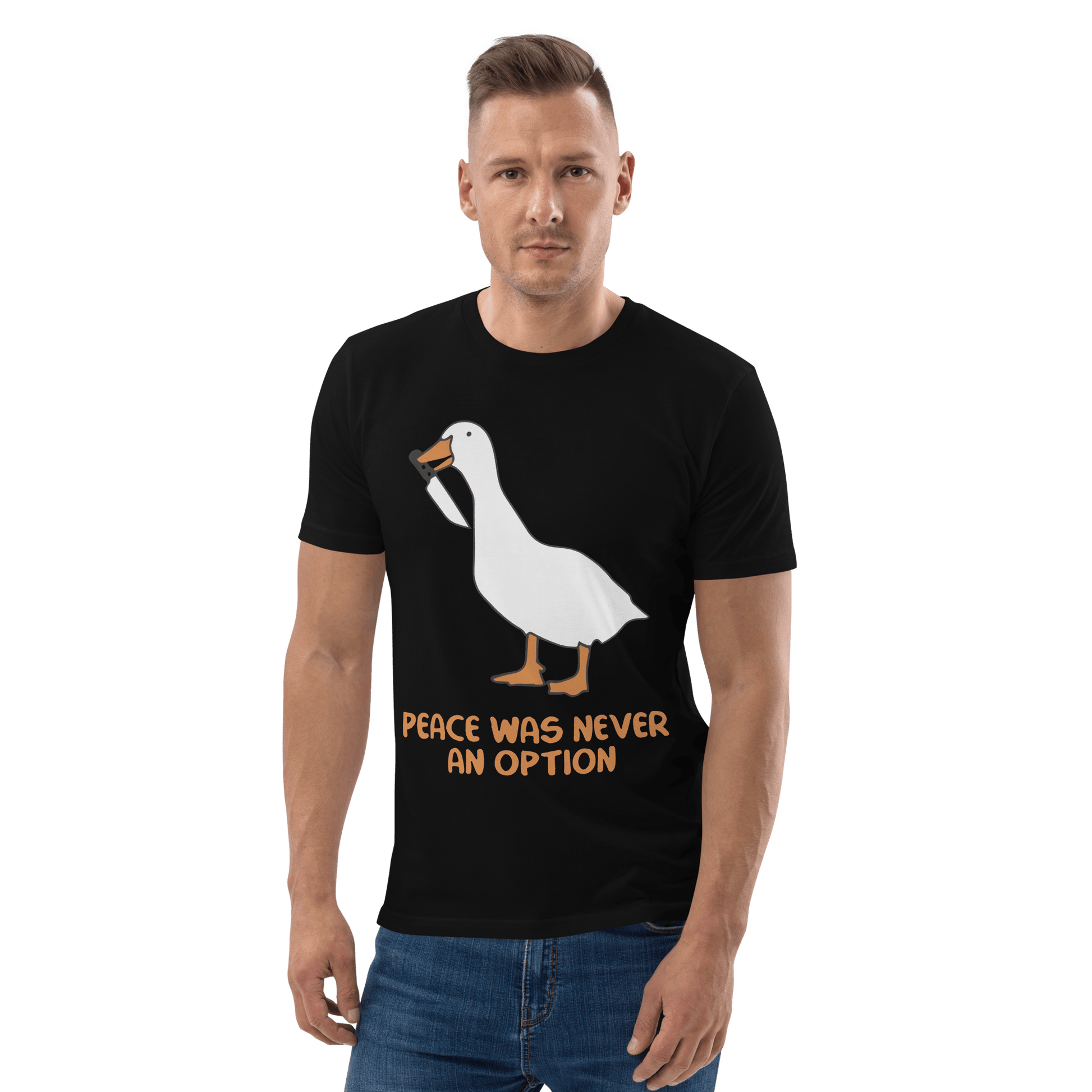 Peace Was Never An Option Premium Organic T-Shirt Meme - Dark Heather Grey | Shirtposting