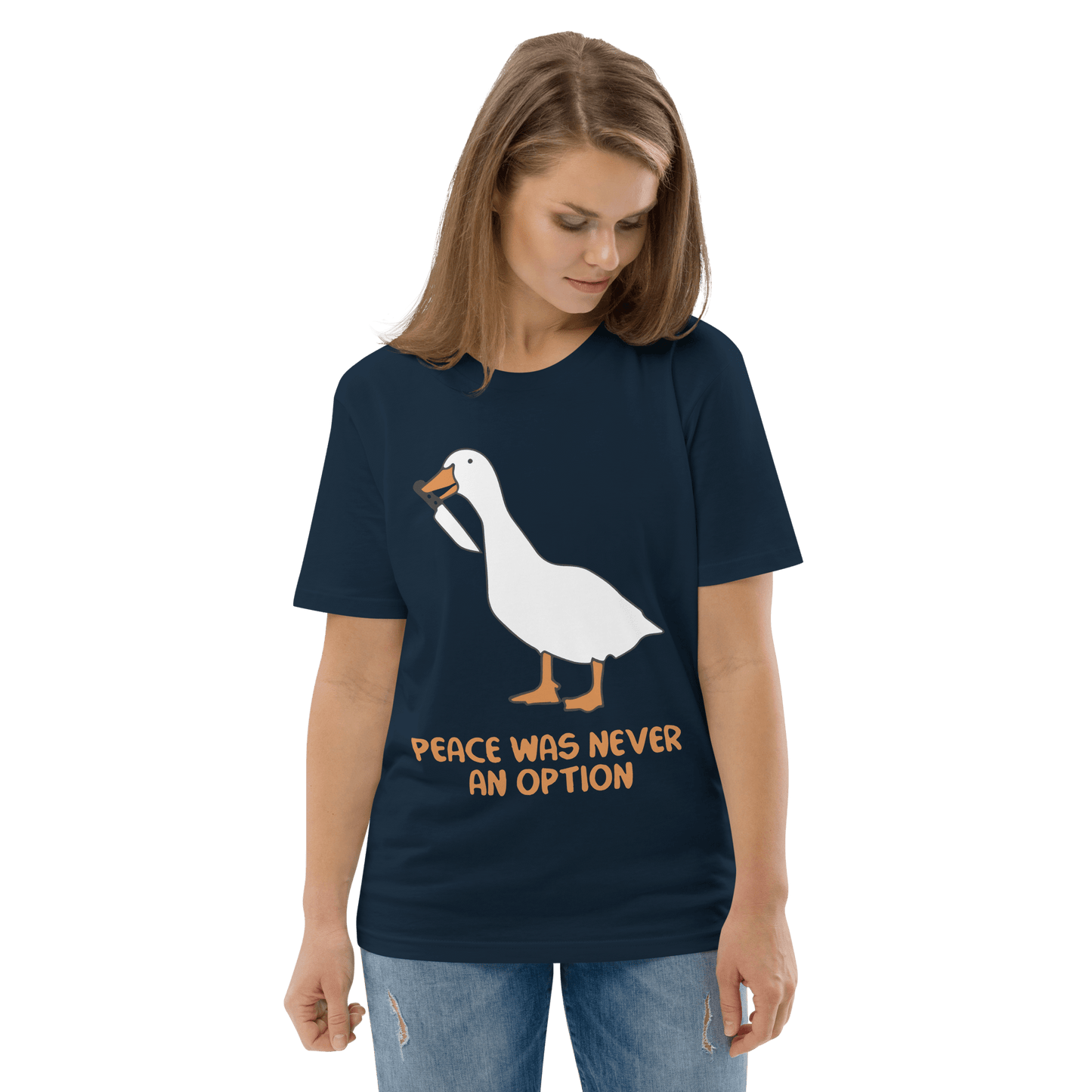 Peace Was Never An Option Premium Organic T-Shirt Meme - Dark Heather Grey | Shirtposting