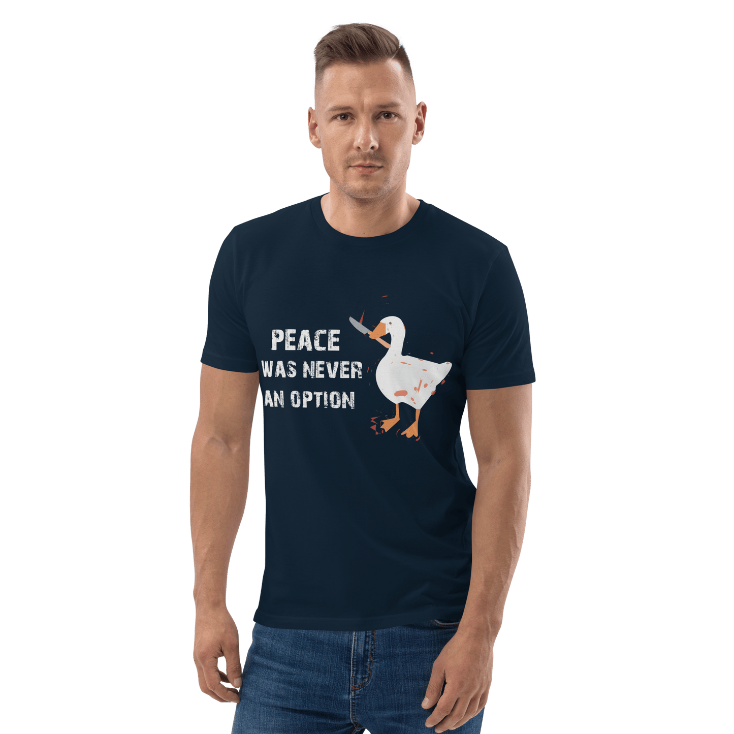 Peace Was Never An Option Premium Organic T-Shirt Meme - Dark Heather Grey | Shirtposting